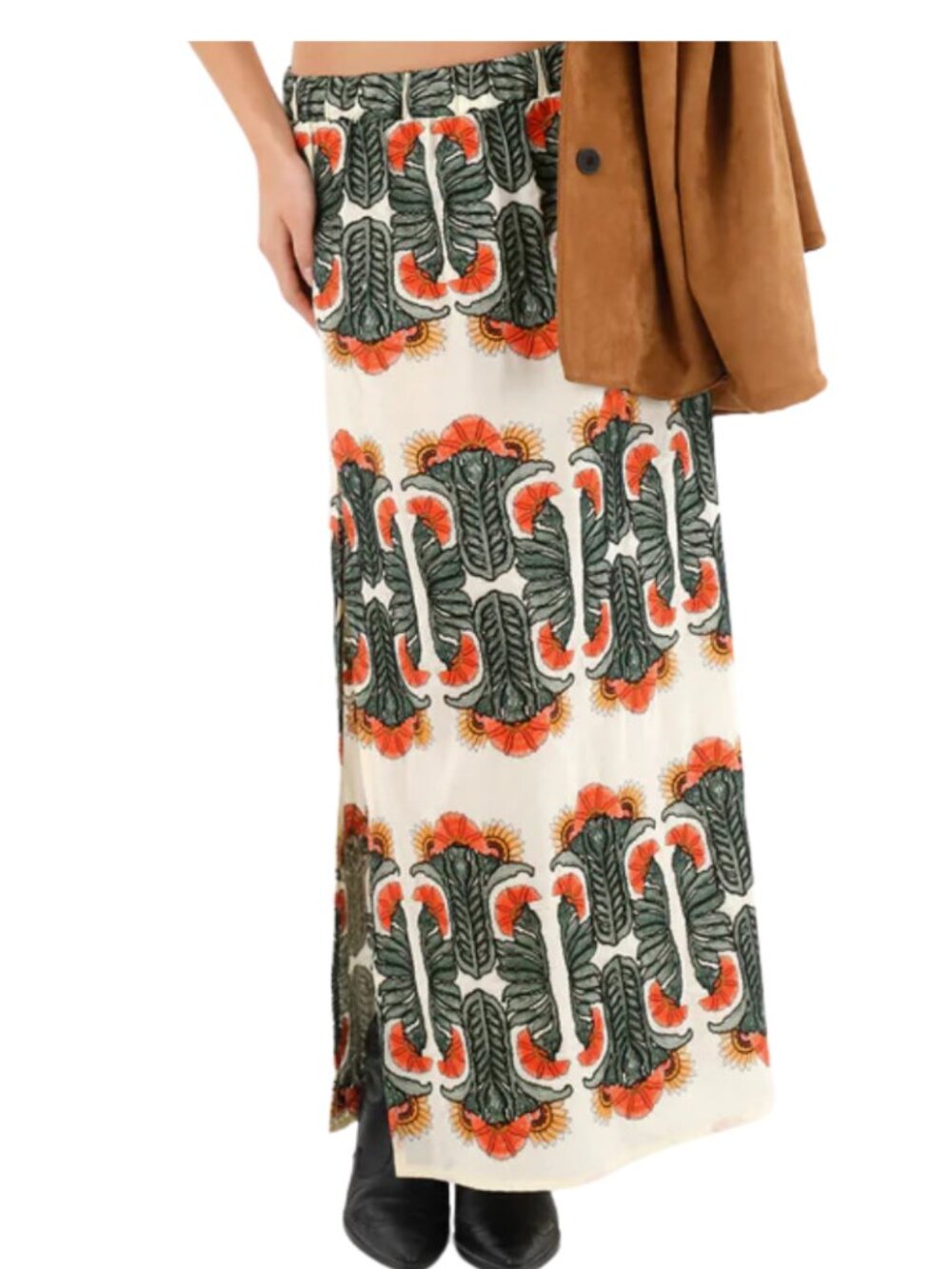 TNS Embroidered Cactus Pattern 100% Cotton Skirt. Size M